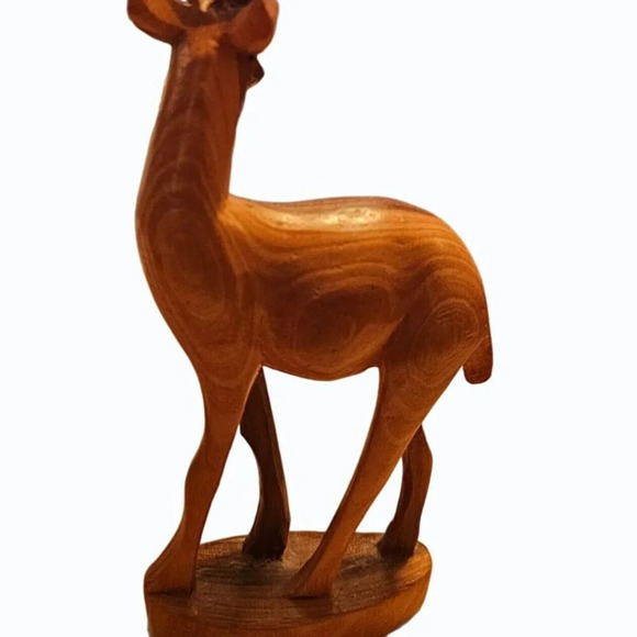 Vtg Hand Carved 7.5” Wood Antelope Deer Gazelle Statue/Figurine Made in Kenya Ta - Picture 7 of 11